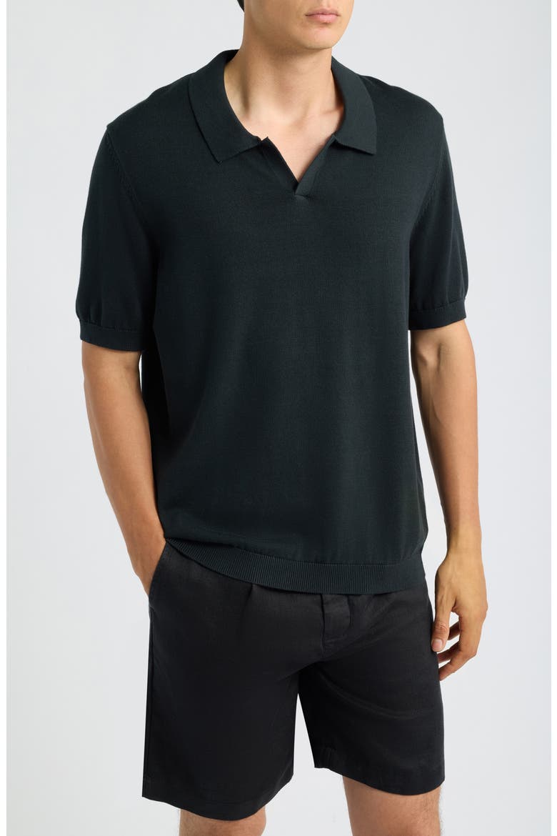 Lolo Organic Cotton Short Sleeve Sweater Polo, Main, color, BLACK