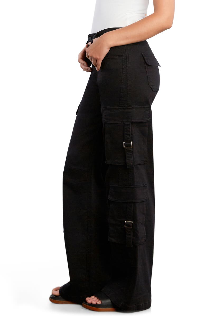 Wash Lab Denim High Waist Straight Leg Cargo Jeans, Alternate, color, Black