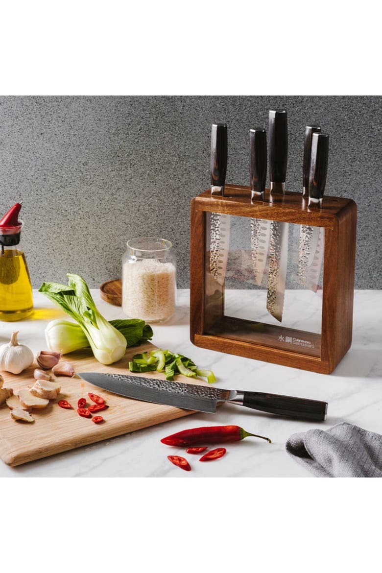 Damashiro EMPEROR® Mokuzai 7-Piece Knife Block, Alternate, color, Silver