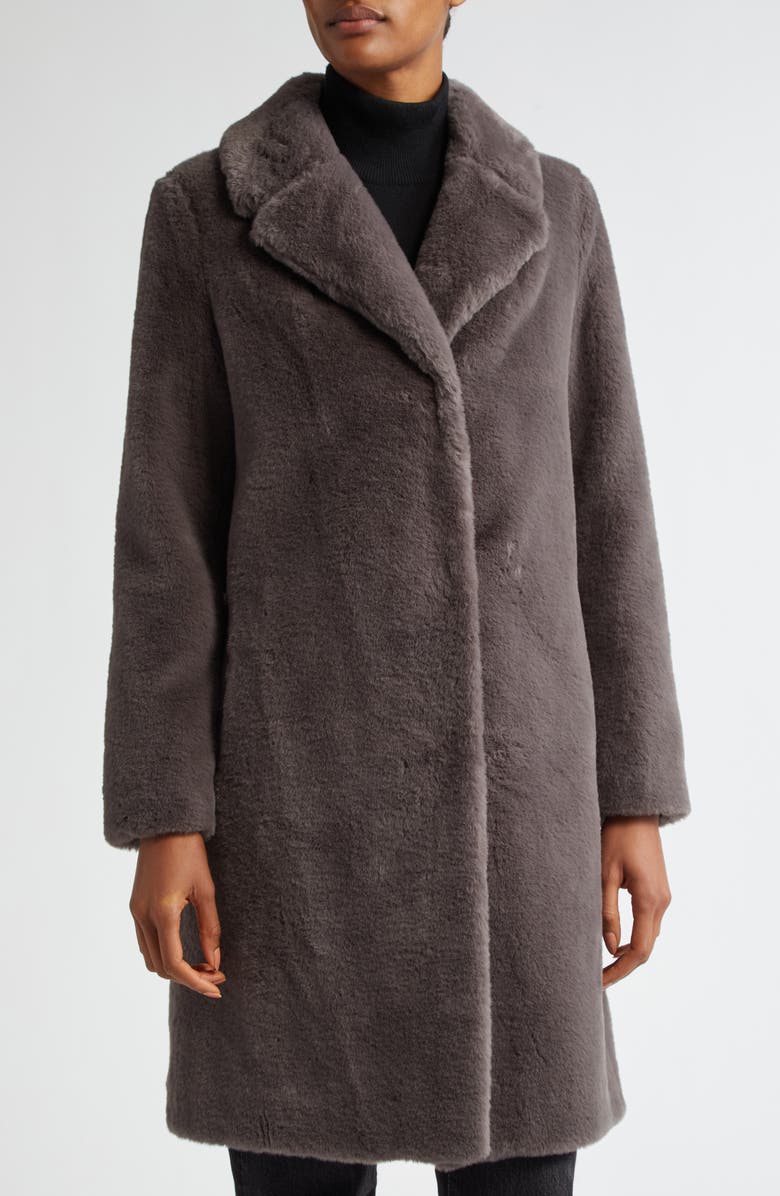 Herno Single Breasted Faux Fur Coat, Alternate, color,