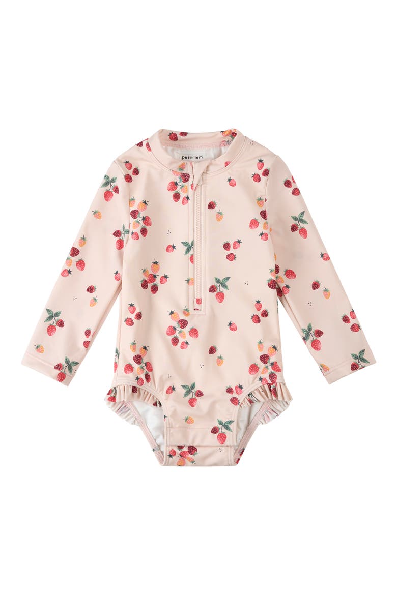 Long Sleeve UPF 50+ One-Piece Swimsuit, Main, color, LIGHT PINK