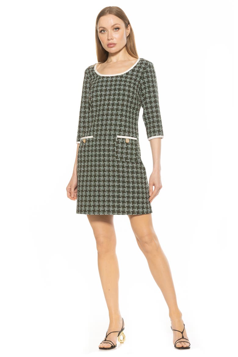Orla Scoop Neck Shift Dress, Alternate, color, GREEN PLAID