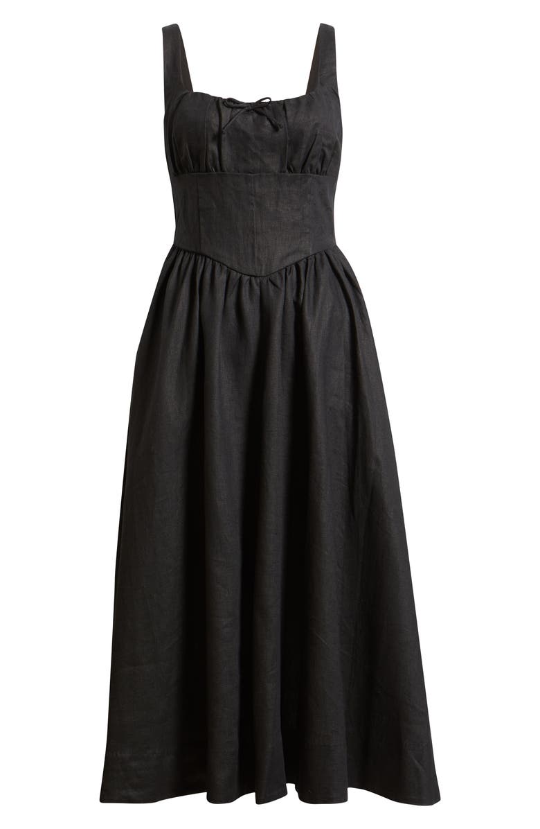 Reformation Balia Linen Sundress, Alternate, color, Black