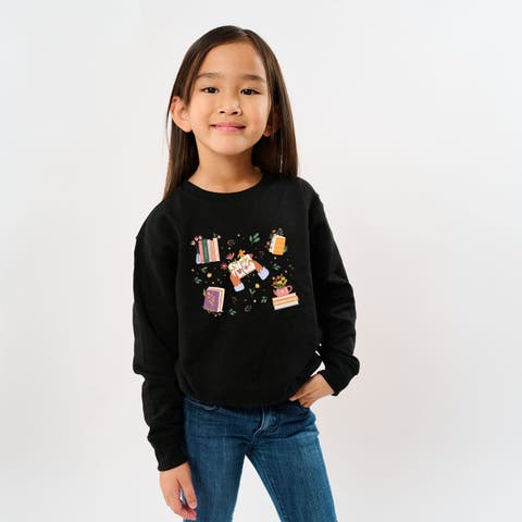 Books and Flowers Collage Sweatshirt Youth