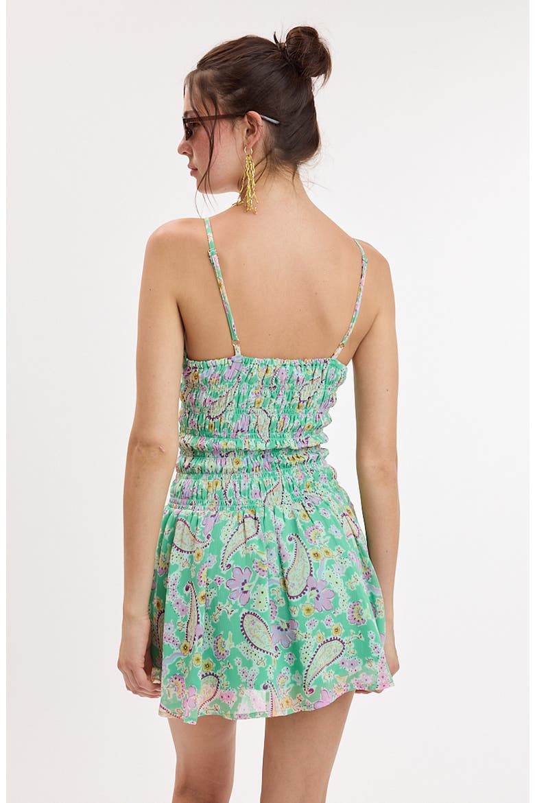 Smocked Body Sleeveless Minidress, Alternate, color, GREEN