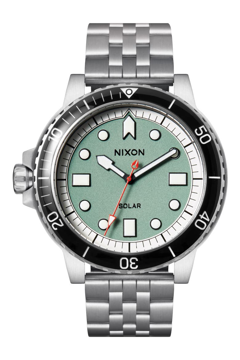 The Stinger Dive Bracelet Watch, 44mm, Main, color, SILVER / JADE / WHITE