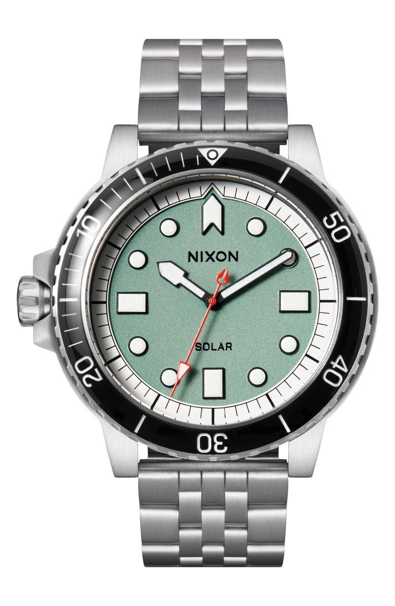 Nixon The Stinger Dive Bracelet Watch, 44mm, Main, color, Silver / Jade / White