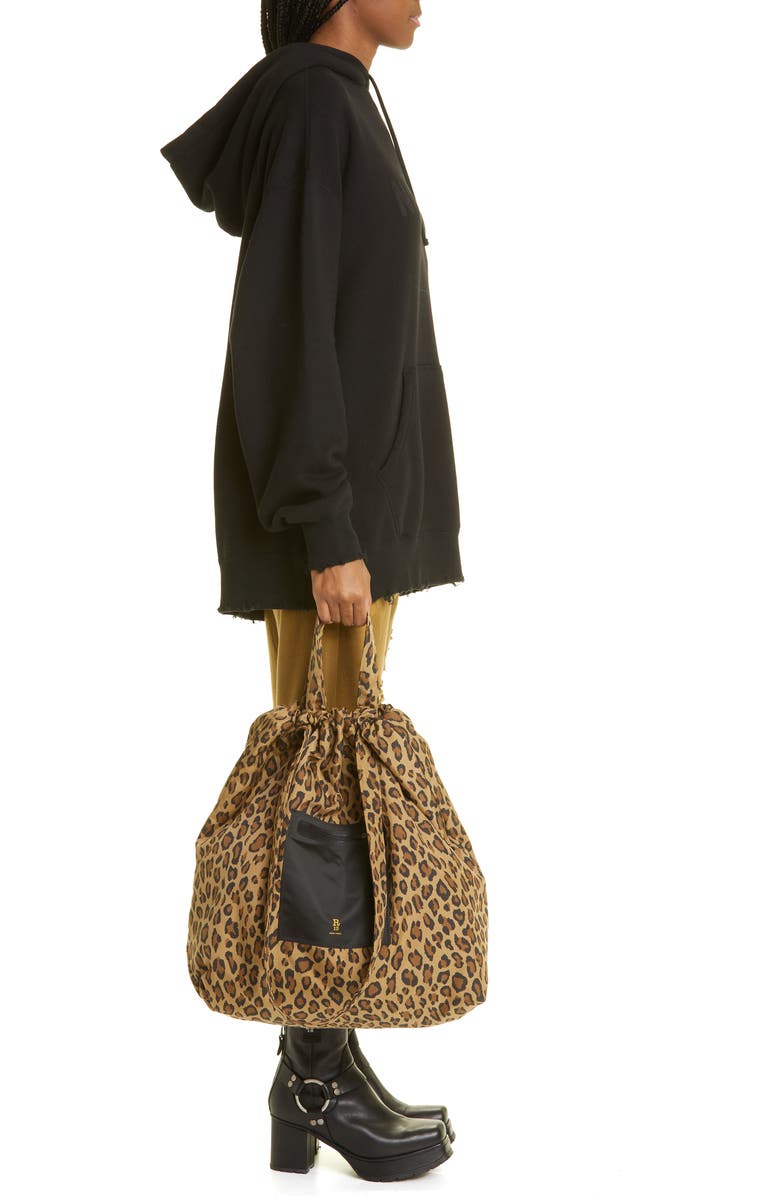 R13 Oversize Leopard Print Tote, Alternate, color,