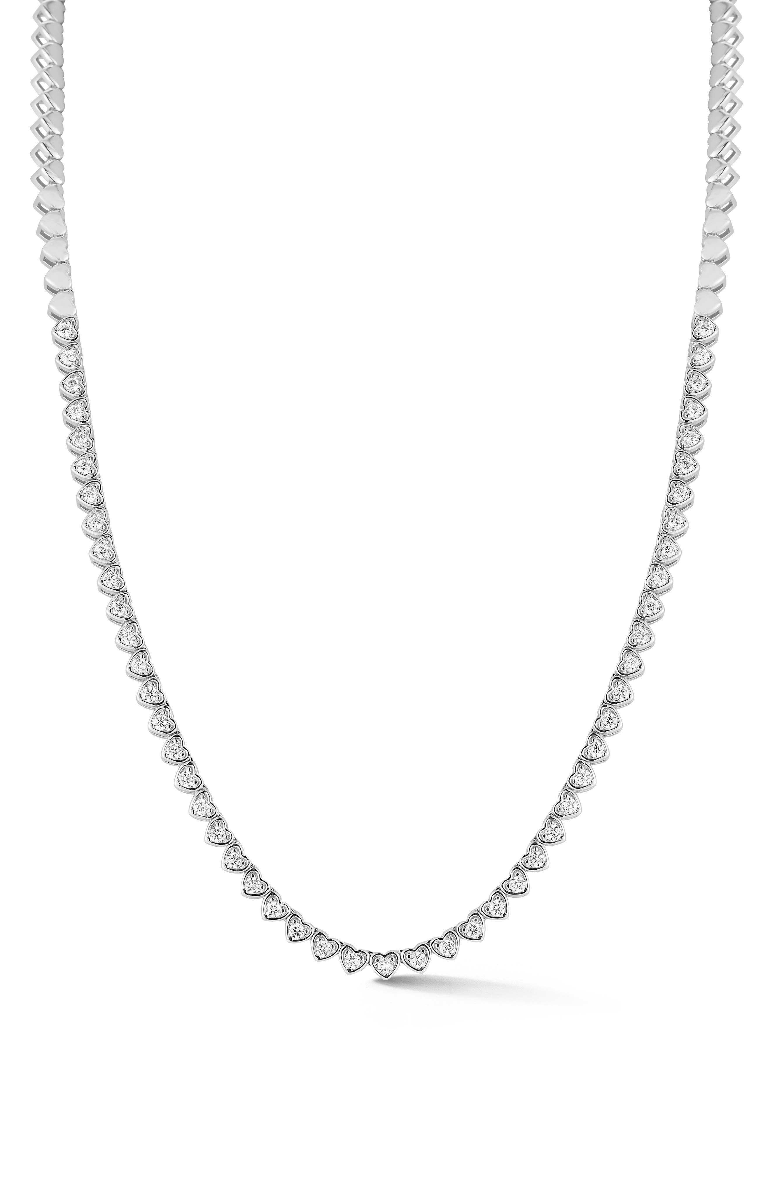 Heart Cubic Zirconia Tennis Necklace