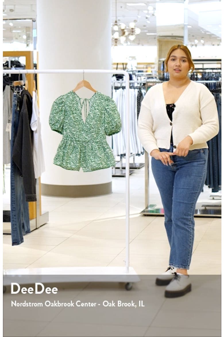 Ditsy Floral Print Cotton Peplum Blouse video