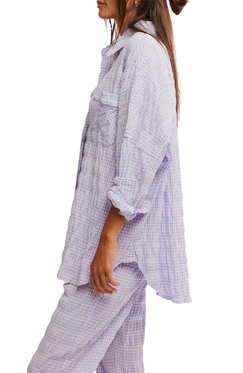 Free People Cloud Ten Seersucker Pajama Shirt, Alternate, color, Lilac Combo