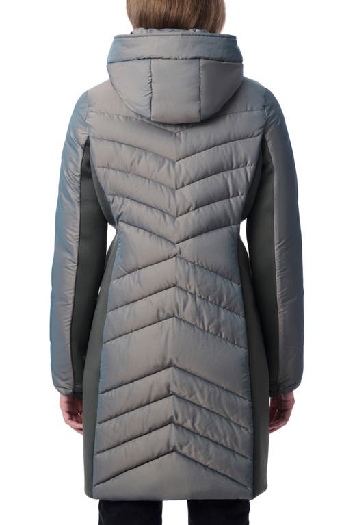 Bernardo Chevron Quilted Puffer Coat In Smoke