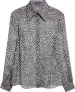 Dolce&Gabbana Bouclé Print Silk Chiffon Button-Up Shirt