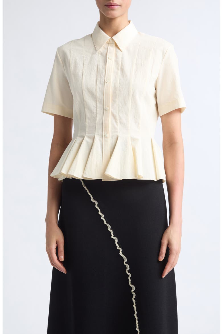 Lulu Cotton Button-Up Shirt, Main, color, CREAM