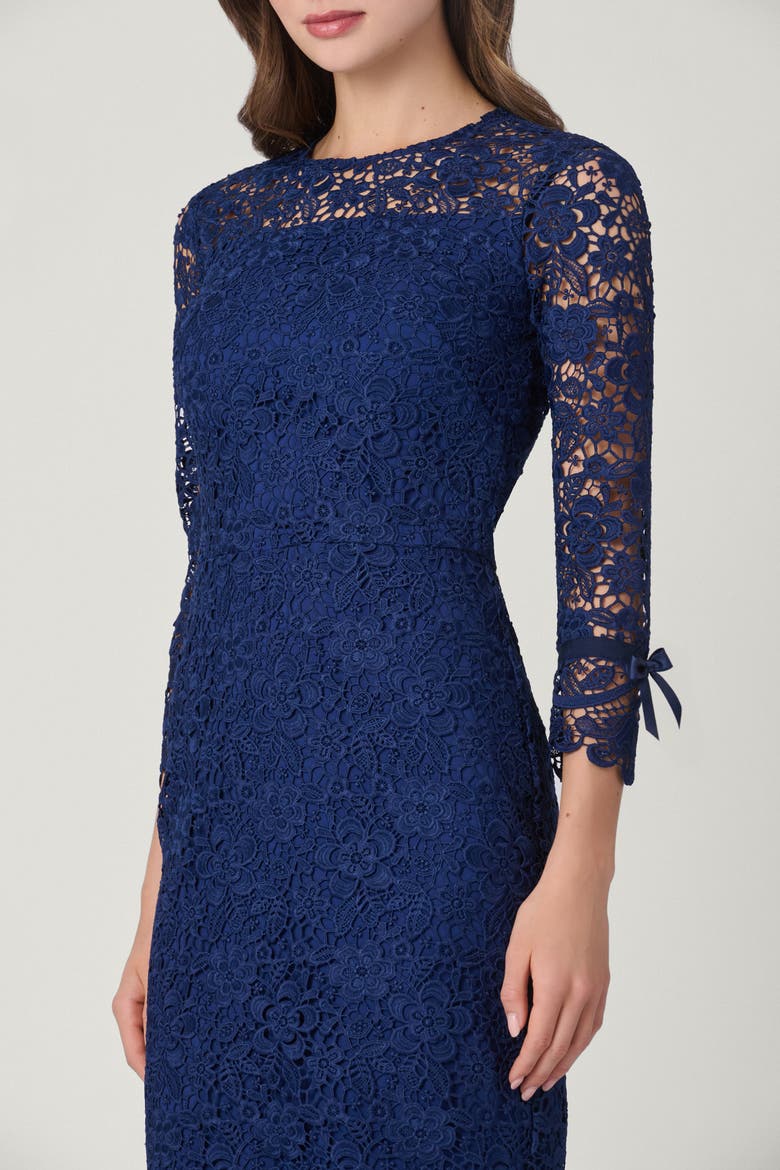 Park Floral Lace Suzanne Dress, Alternate, color, Navy
