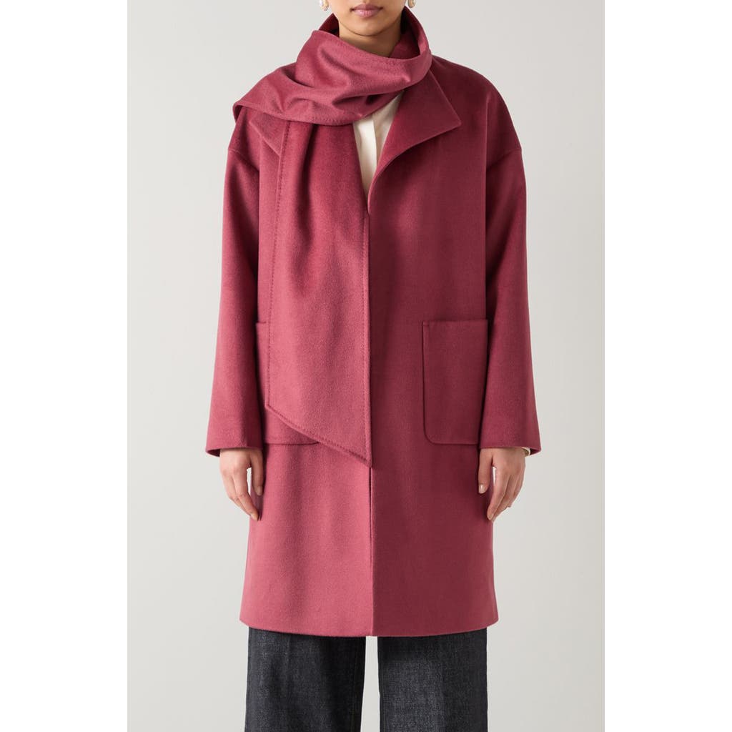 Lk Bennett Gwen Merino Wool Scarf Coat In Pink
