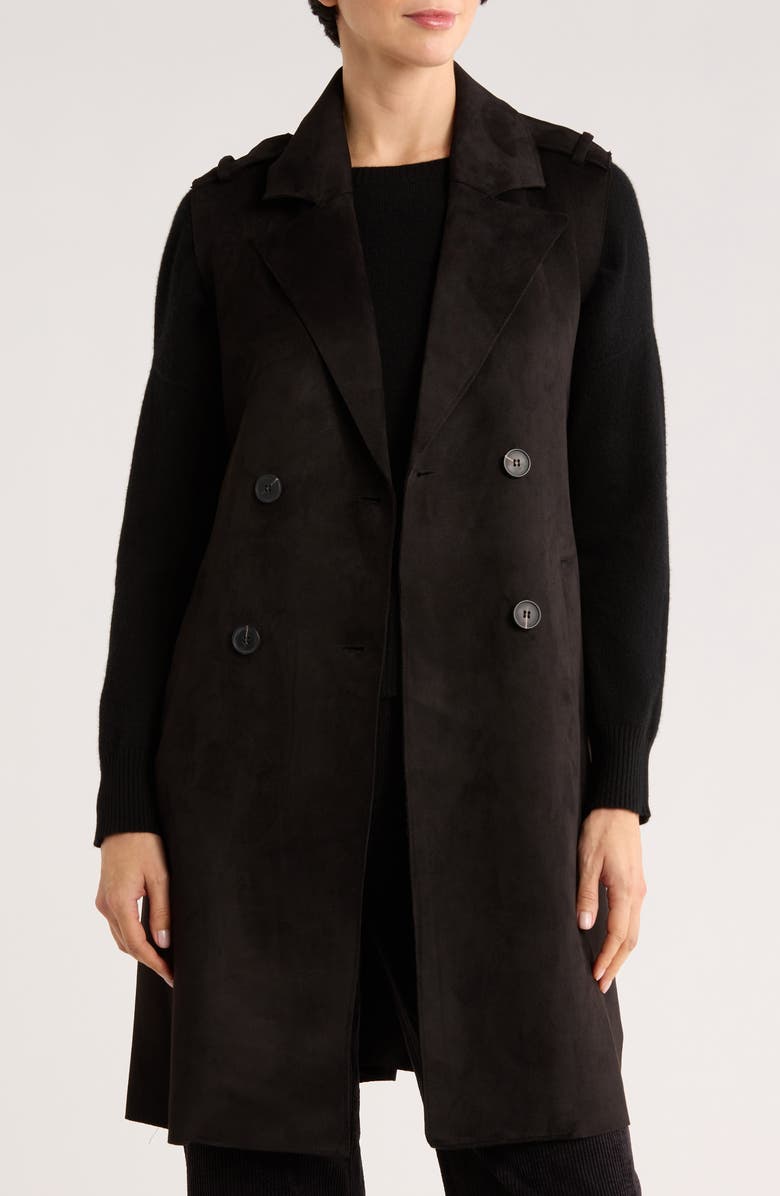 T Tahari Double Breasted Blazer Dress, Main, color, Black