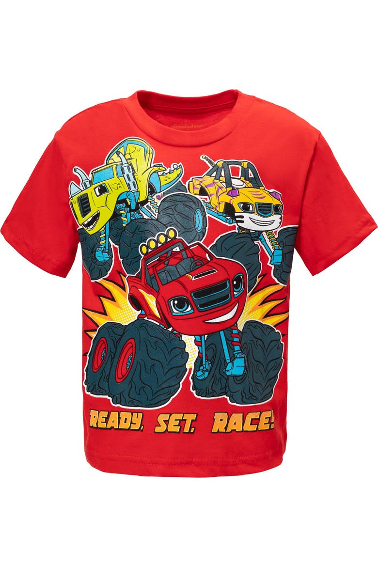Racing T-Shirt Tank Top and Shorts Set, Alternate, color, Blaze Red Grey