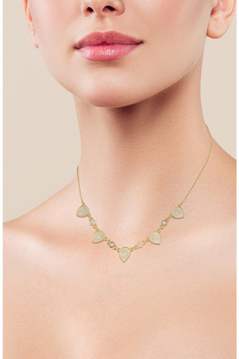 Mother-of-Pearl Station Necklace, Alternate, color, GOLD