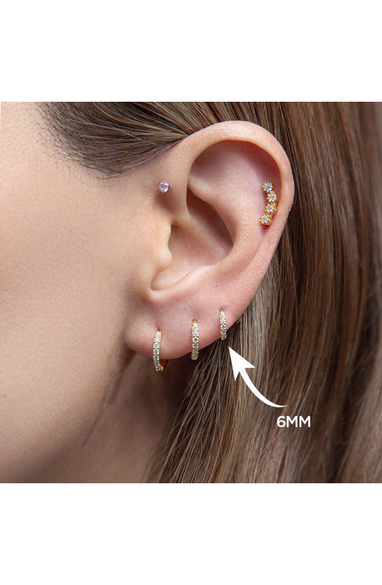 Outofoffice Gold Pavé Six Mm Huggie Hoop Earring, Alternate, color, Gold