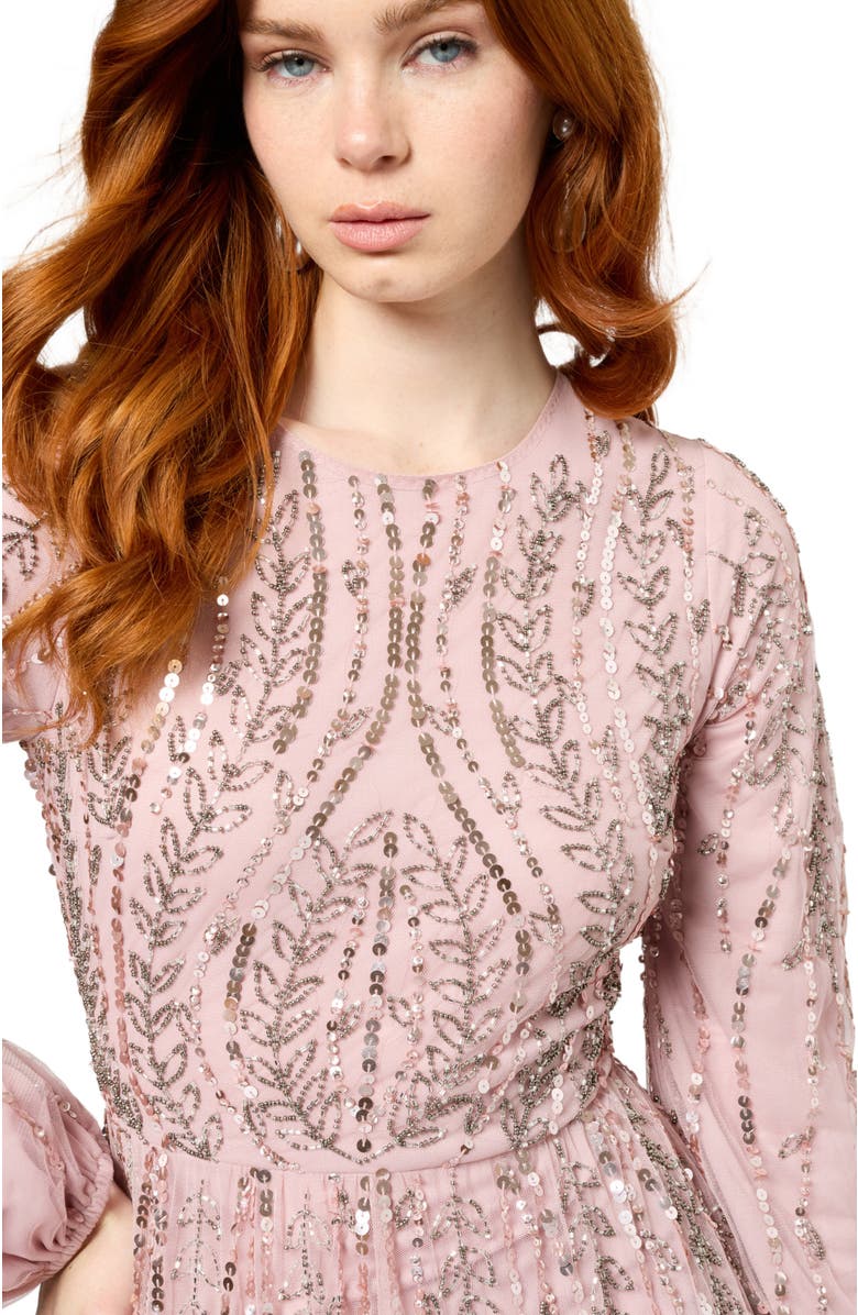 MARYISA Occasion Modest Embellished Sequin Beaded A Line Evening Maxi Dress, Alternate, color,