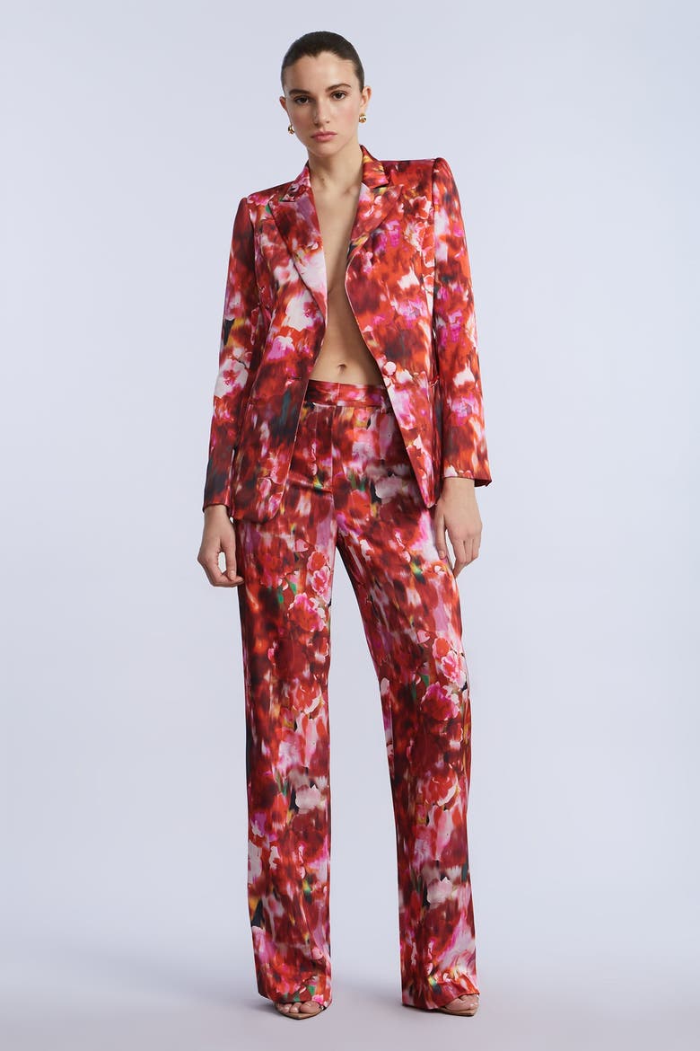 Washed Floral Blazer, Main, color, Washed Rose Chili Pepper Print