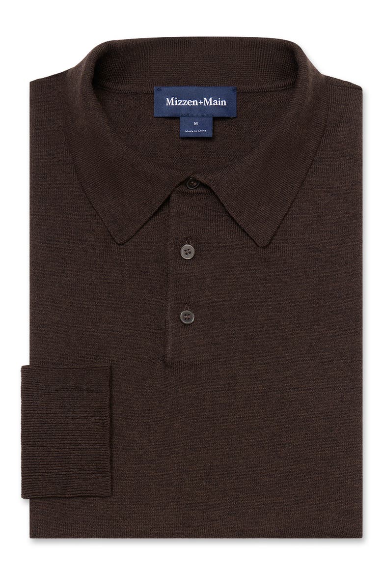 Heritage Long Sleeve Sweater Polo, Alternate, color, ESPRESSO HEATHER