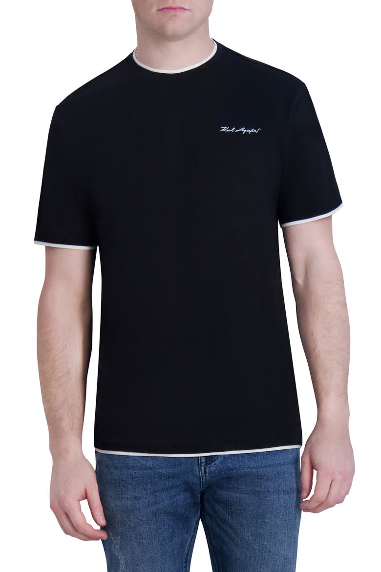 Tipped Cotton T-Shirt, Main, color, BLACK