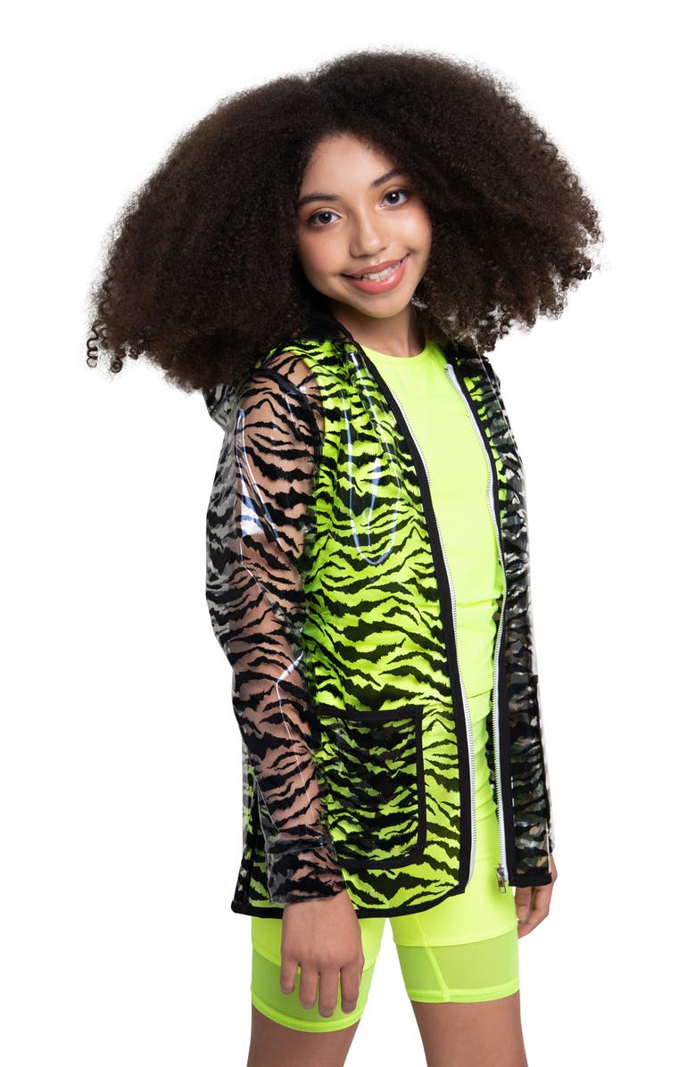 MIA New York Kids' Holographic Hooded Clear Raincoat, Alternate, color, 