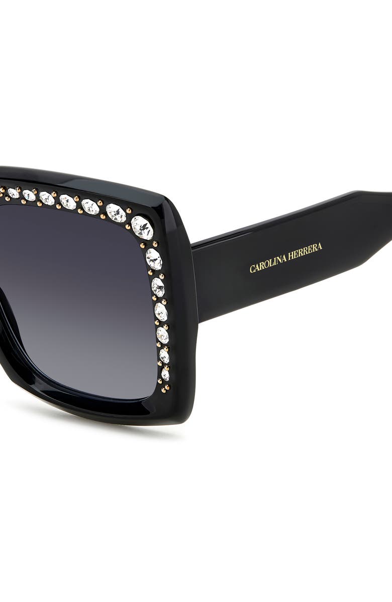 Carolina Herrera 53mm Crystal Embellished Square Sunglasses, Alternate, color, 