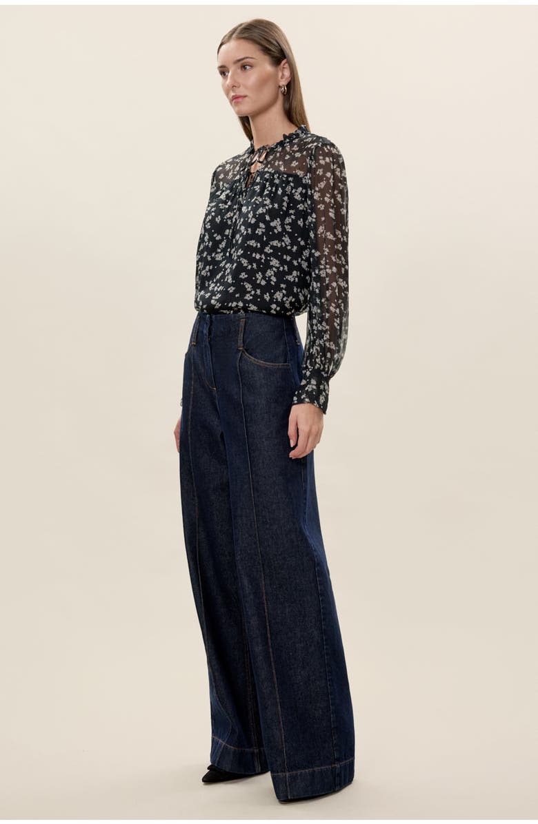 Rebecca Taylor Ditsy Floral Blouse, Alternate, color, Black Multi