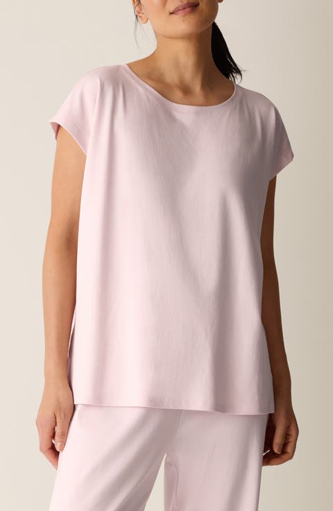 Jewel Neck Organic Cotton Pajama Top