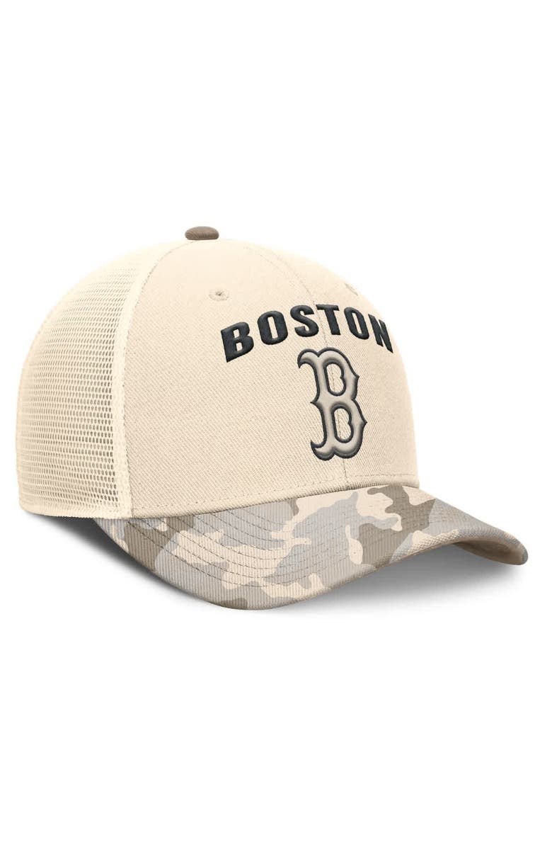 Nike Men's Nike Natural Boston Red Sox Camo Natural Pack Rise Adjustable Trucker Hat, Alternate, color, 