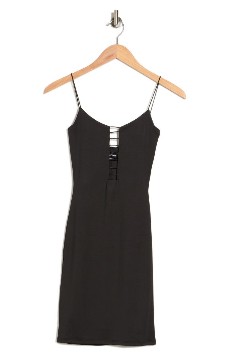 bebe Caged Slinky Knit Dress, Alternate, color, 