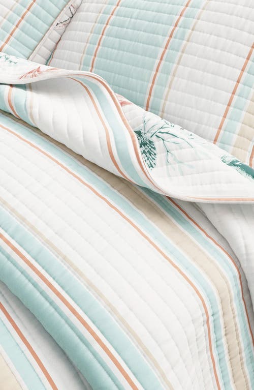 Woven & Weft Coastal Print Cotton Quilt & Sham Set In Flag Stripe/kelp Breeze
