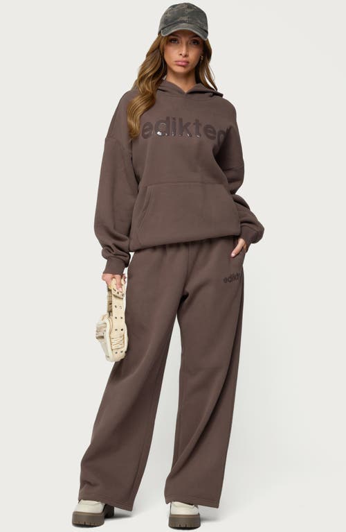 Edikted Be Logo Wide Leg Sweatpants In Brown