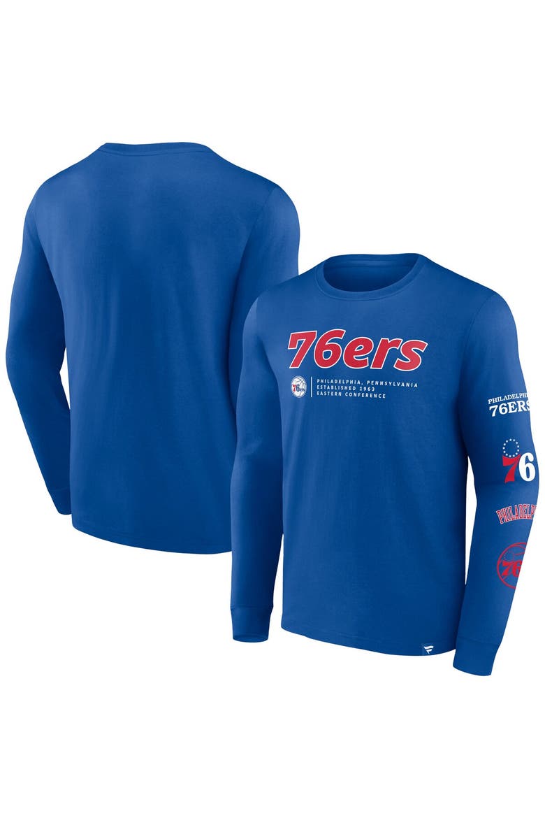 Men's Fanatics Branded Royal Philadelphia 76ers Baseline Long Sleeve T-Shirt, Main, color, Royal