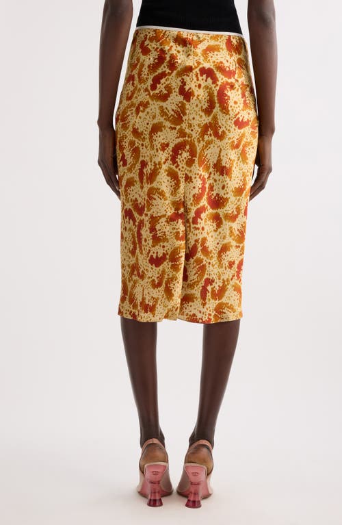 DRIES VAN NOTEN DRIES VAN NOTEN ORCHID PETAL PRINT SILK MIDI SKIRT 