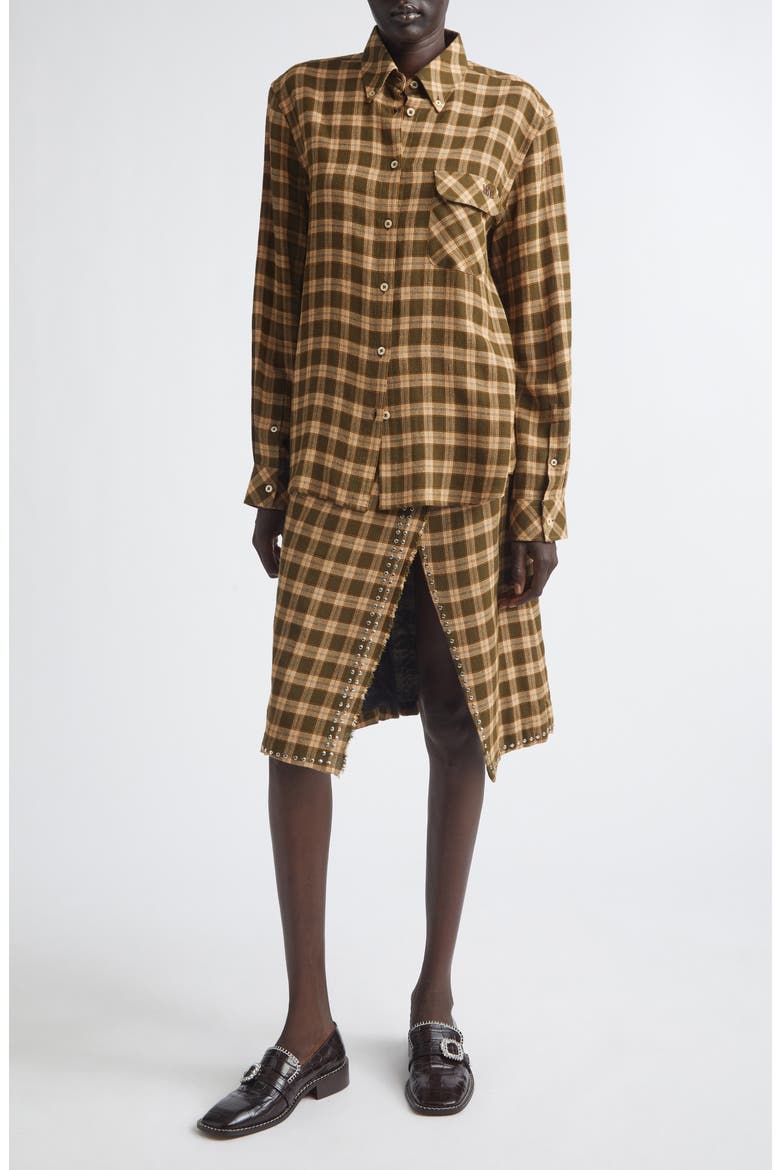 Ritual Plaid Button-Down Shirt, Alternate, color, JADE/ OCRE/ OYSTER