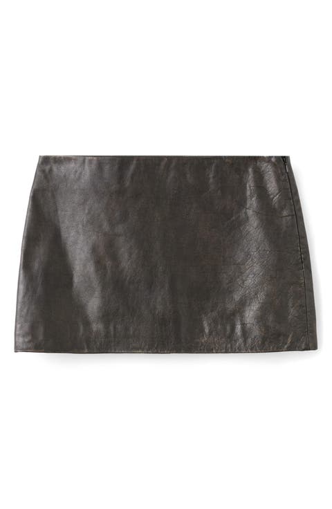 Low Rise Leather Miniskirt