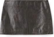 MANGO Low Rise Leather Miniskirt
