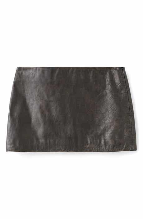 MANGO Low Rise Leather Miniskirt