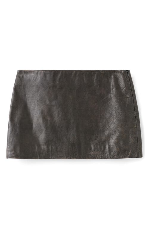 Mango Low Rise Leather Miniskirt In Brown