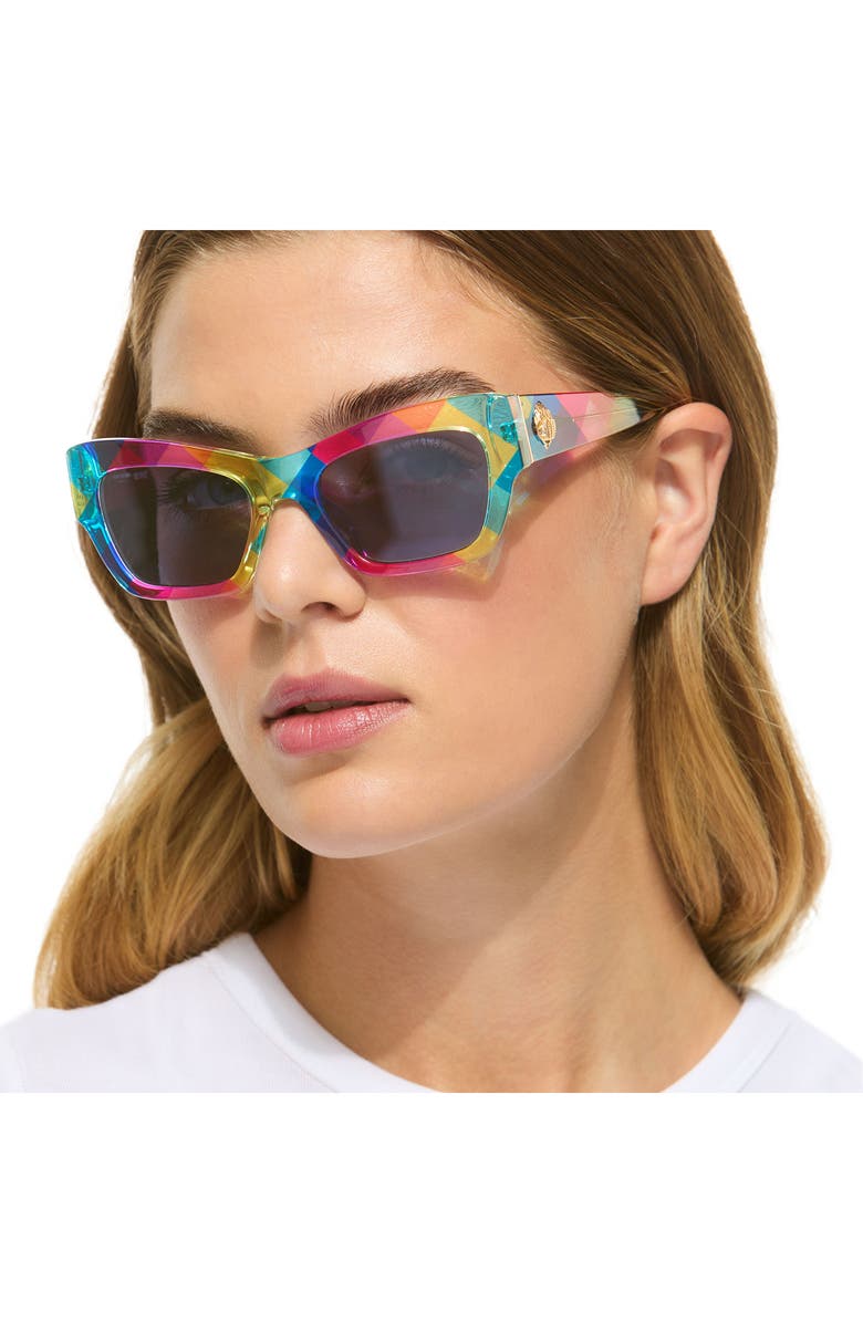 Kurt Geiger London 53mm Rectangular Sunglasses, Alternate, color, Pattern Multicolor/ Grey