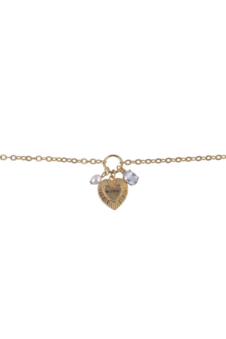 Gold Tone Mom and Heart Pendant Necklace and Earring Set, Alternate, color, Clear-Gold