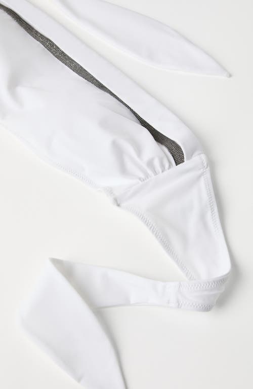 Shop Brunello Cucinelli Bikini Bandeau Top With Monili In White