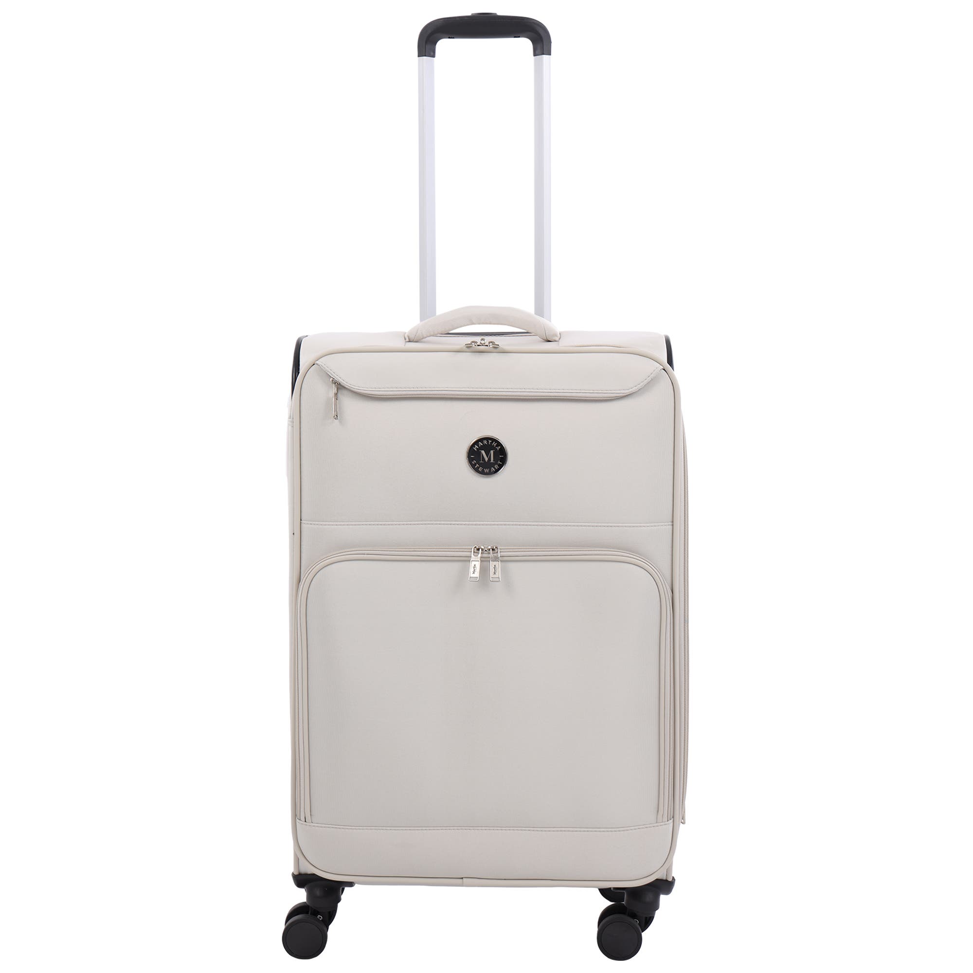 MARTHA STEWART 27" Softside Luggage - Expandable Spinner Suitcase with 8 Wheels & Front Zip Pockets, Alternate, color, Light Grey