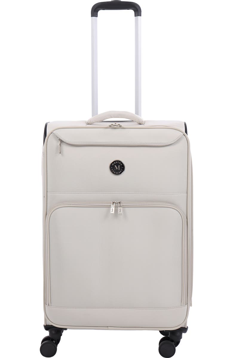 MARTHA STEWART 27" Softside Luggage - Expandable Spinner Suitcase with 8 Wheels & Front Zip Pockets, Alternate, color, Light Grey