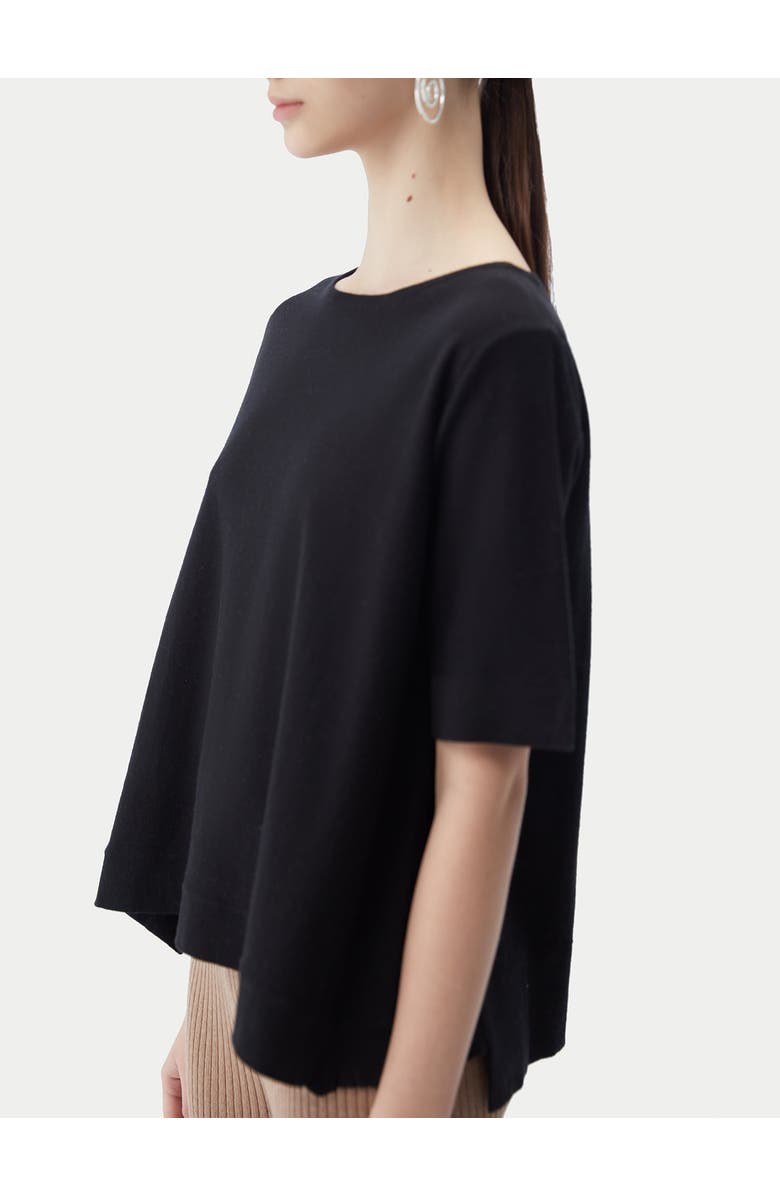 GOBI Mongolian Cashmere Box-Cut Cotton Silk Cashmere Blend T-Shirt, Alternate, color, Black