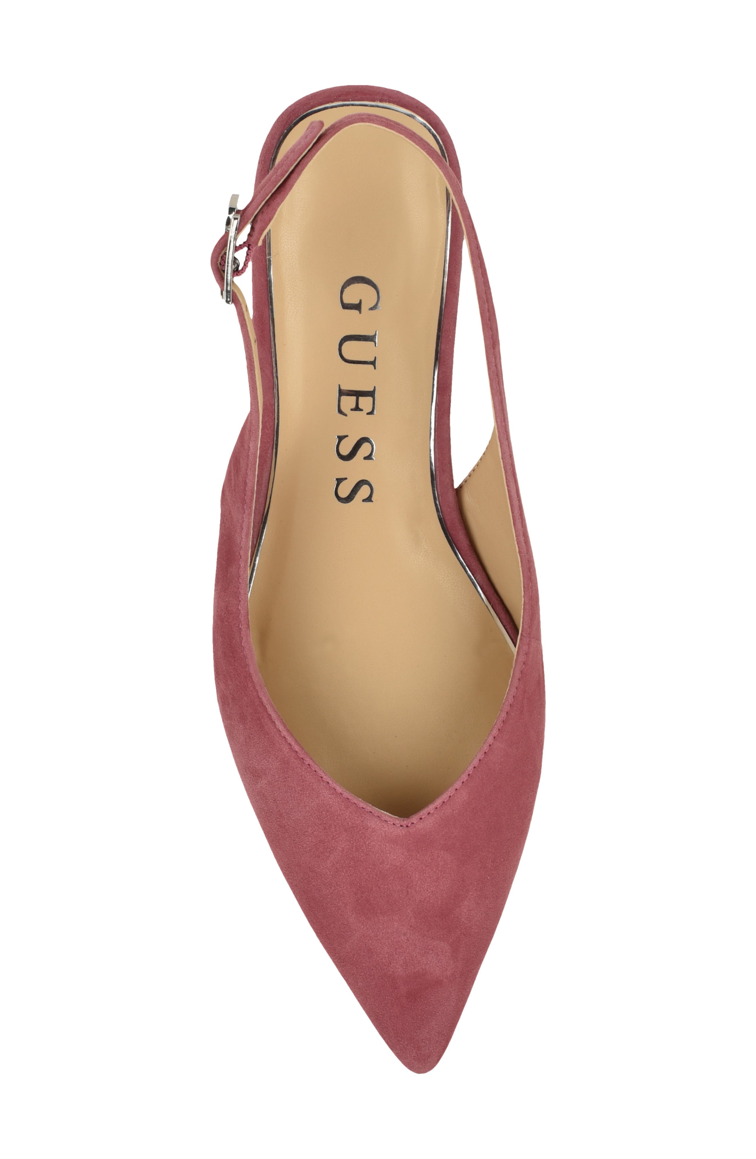 Dorazio Slingback Pointed Toe Suede Flat, Alternate, color, PINK
